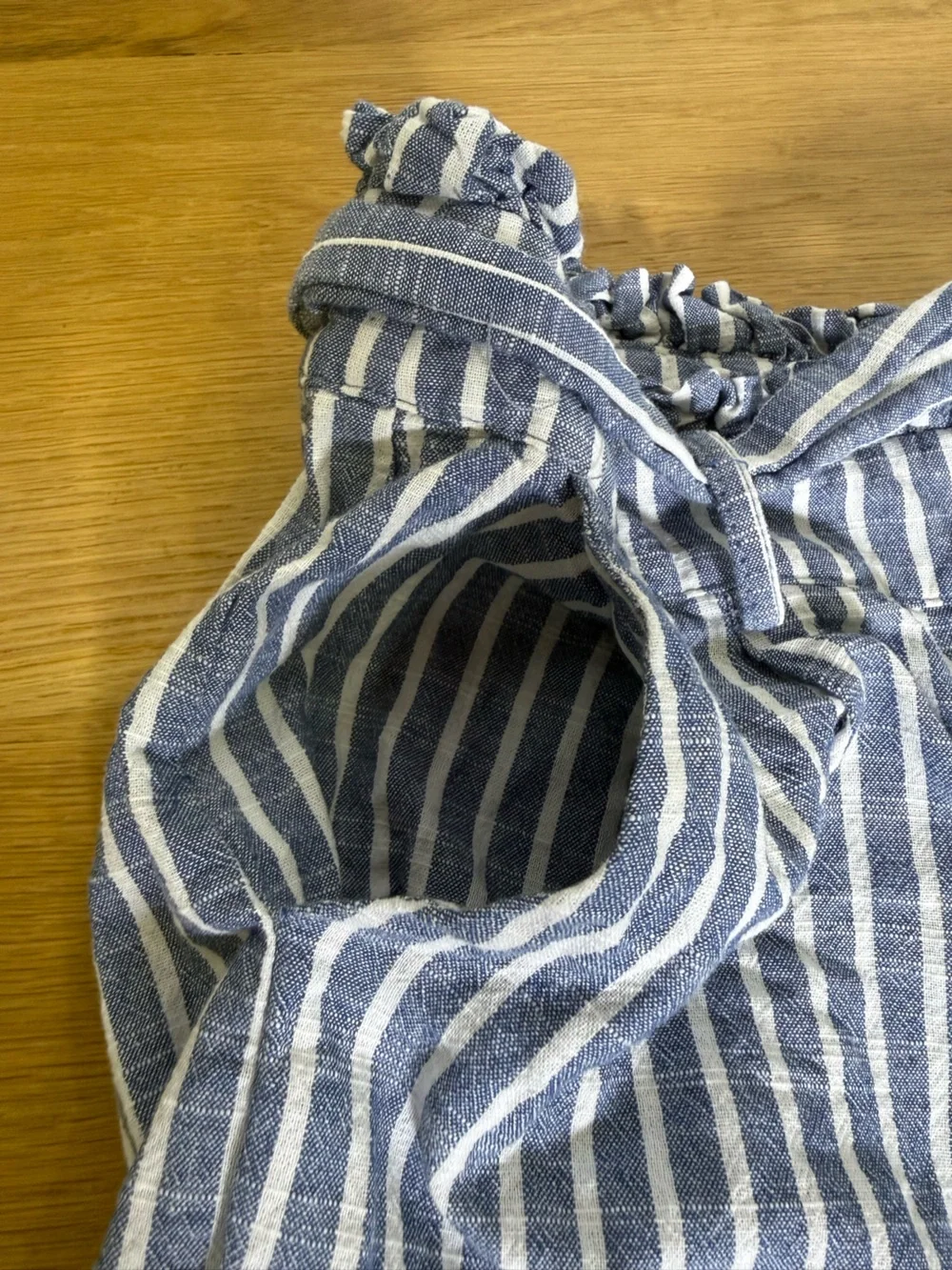 Blu Pepper Blue White Stripe Paperbag Scallop Hem Shorts Medium Cotton - Picture 8 of 11